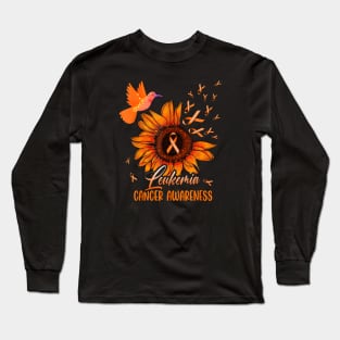 Hummingbird Orange Sunflower Leukemia Cancer Awareness Long Sleeve T-Shirt